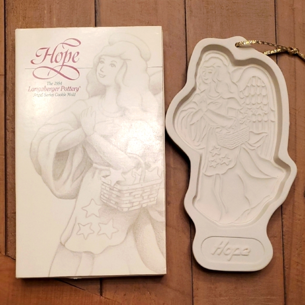 Longaberger 1994 Angel Series Hope Pottery Cookie Mold Vintage